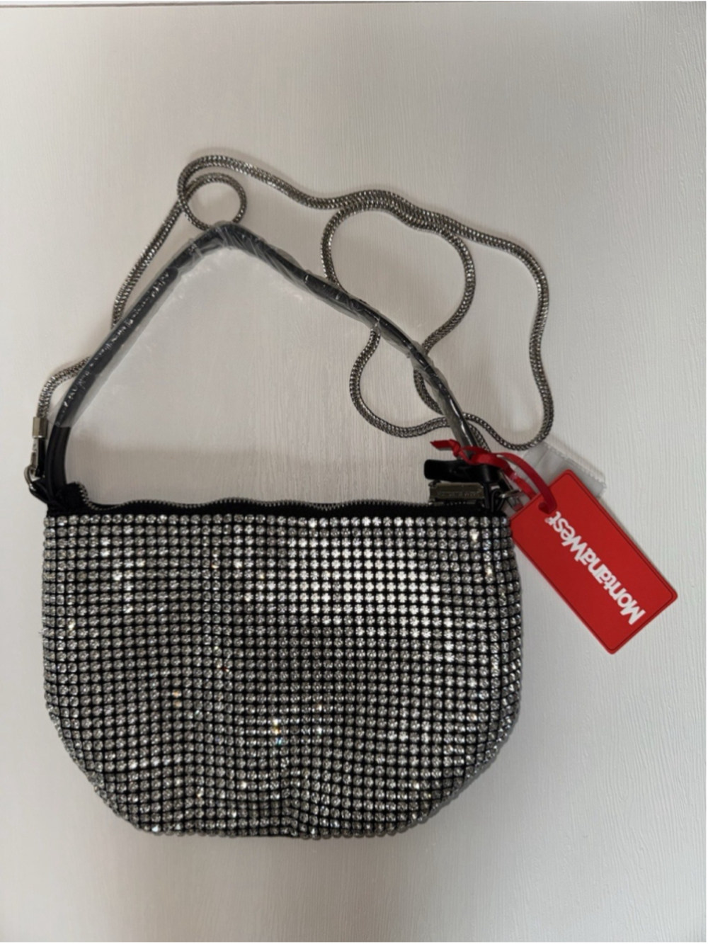NWT Montana West Rhinestone Crystal Shoulder Bag Crossbody Purse Silver Bling